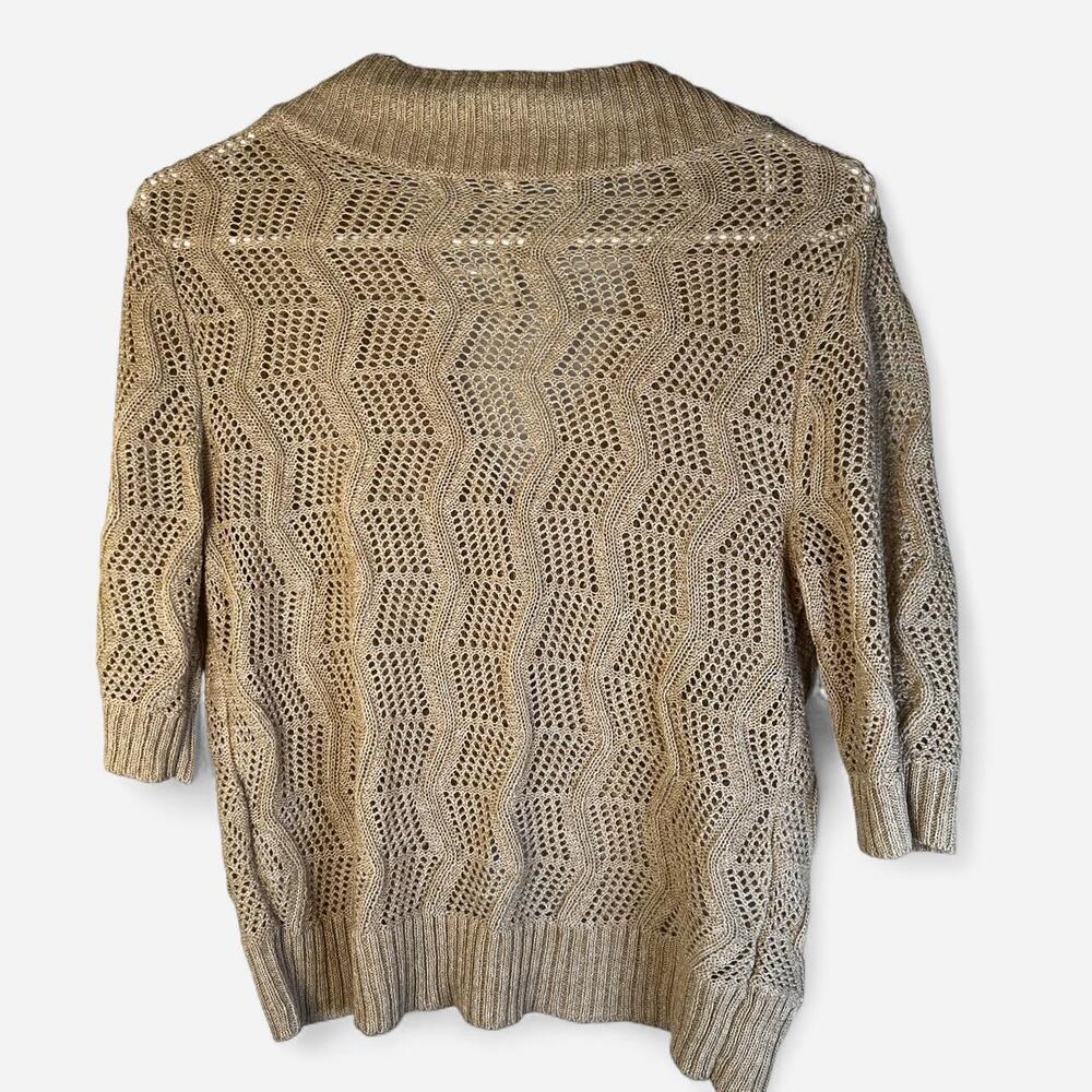Leo & Nicole - Tan & cream knit cardigan with zigzag pattern, size M - Picture 4 of 4